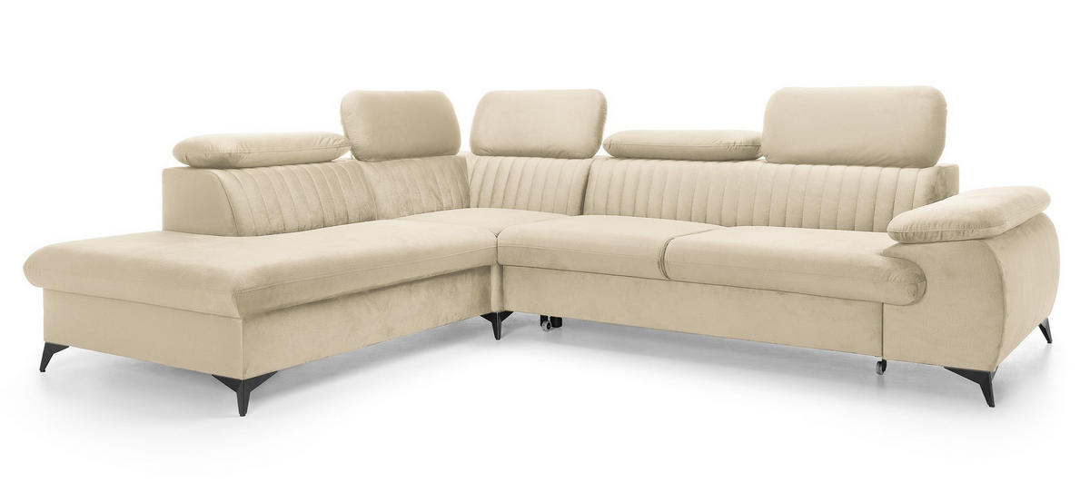 ECKSOFA 275 cm mit verstellbaren Kopfstützen Xanto L, Links, Creme - Creme, Holz (275/221cm) - Emporius