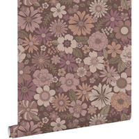 TAPETE Retro Blumen 53 cm x 10.05 m - Lila, Papier (53/1000cm) - ESTAhome