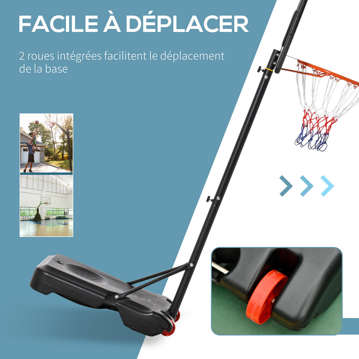 BASKETBALLKORB DE-18522 höhenverstellbar 160-210 cm Schwarz - Schwarz, Metall (45/75cm) - ComfortXL
