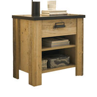 NACHTTISCH Used Wood hell, dunkles Grau 60 x 61 cm, Nachtkommode mit Schubkasten und Soft-Close - Dunkelgrau/Schwarz, Holzwerkstoff/Kunststoff (60/61/39cm) - Furn.Design