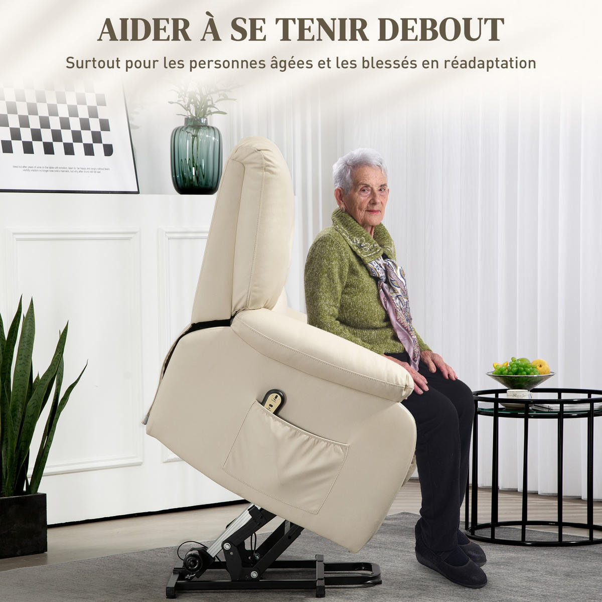 RELAXSESSEL DE-15374 elektrisch verstellbar mit Aufstehhilfe Beige - Beige, Metall (92/102/86cm) - ComfortXL