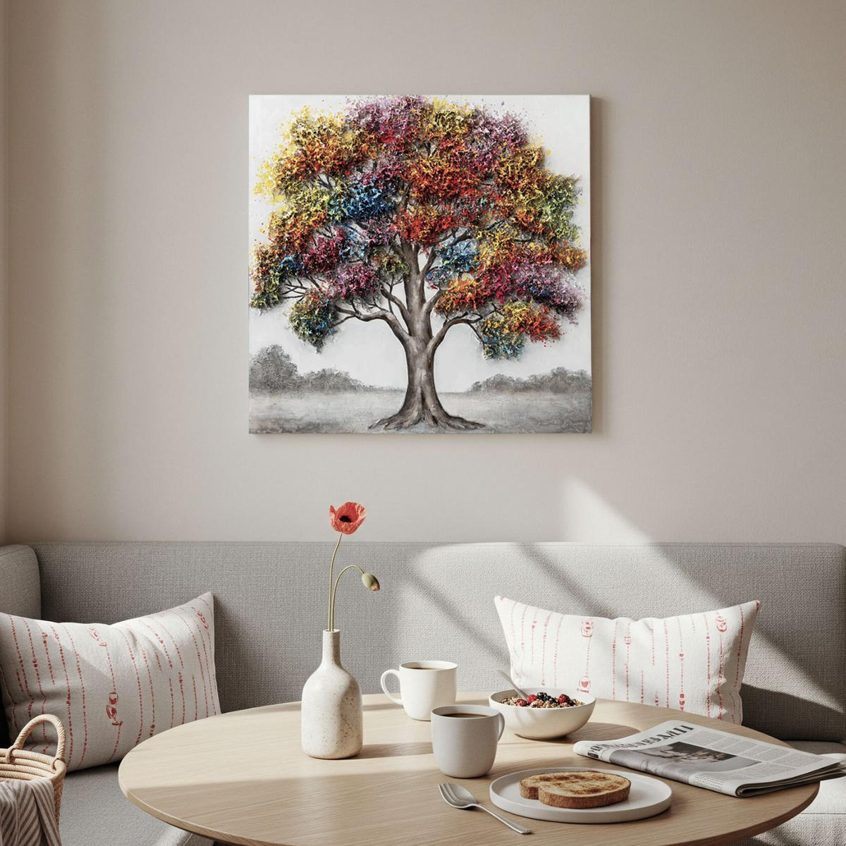 ACRYLBILD HANDGEMALT 80/80 cm - Grau, Holz/Textil (80/80cm) - KUNSTLOFT