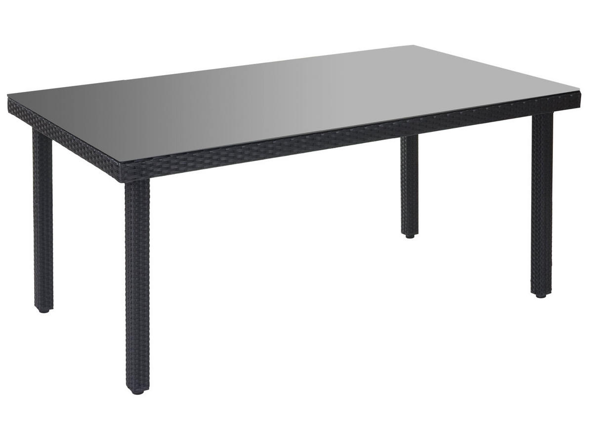 POLY-RATTAN-GARTENTISCH rechteck Anthrazit - Anthrazit, Kunststoff (90/160/74cm) - MCW