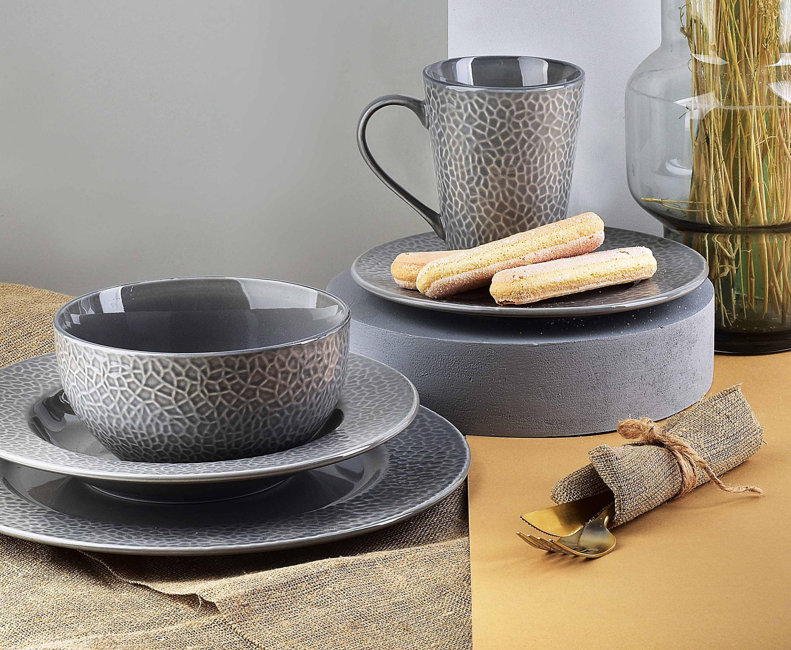 SCHALE Hudson Grau 7/14/7 cm Keramik - Grau, Keramik (7cm) - Mondex