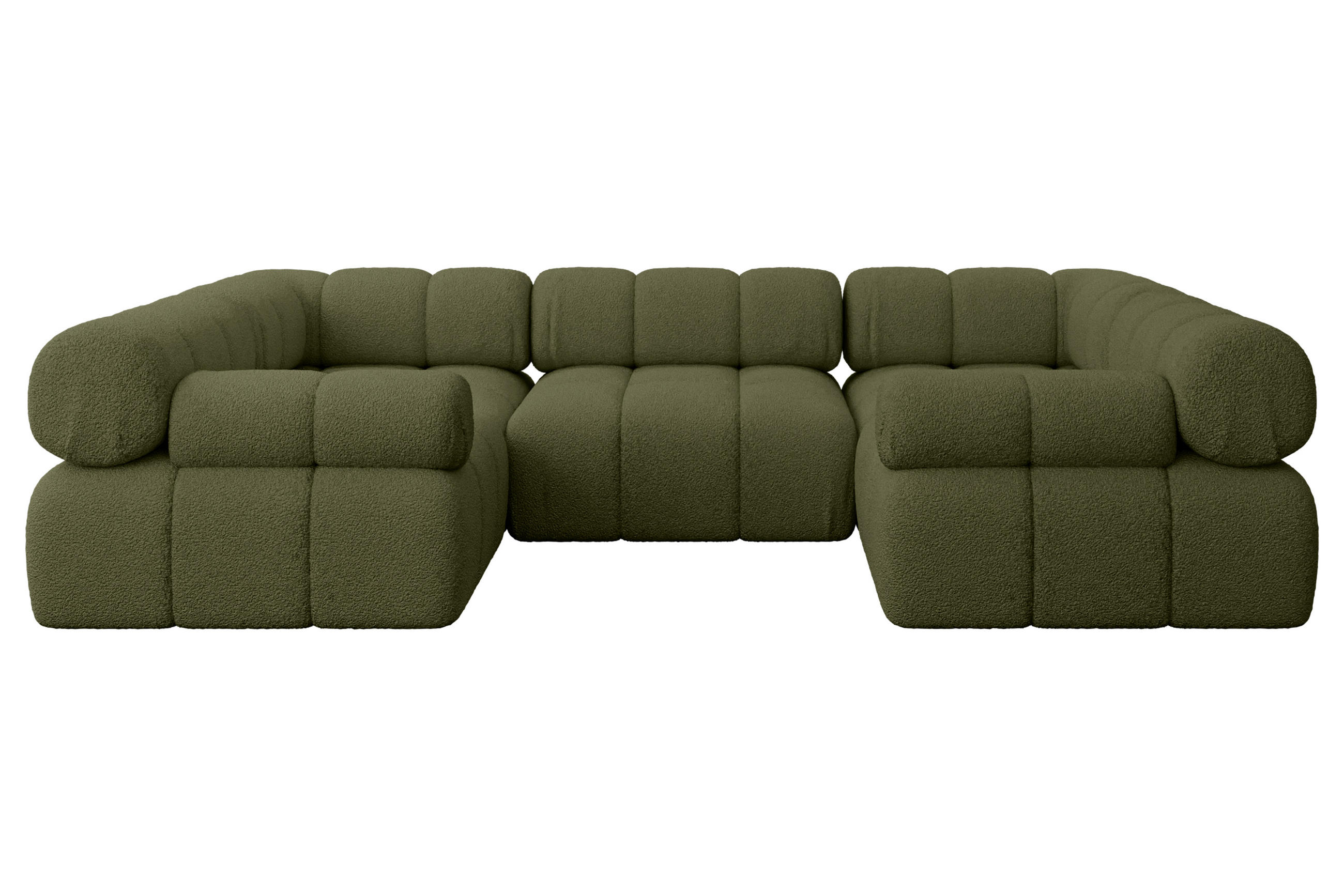 WOHNLANDSCHAFT modulares Sofa Birno-U1 - 285x190x70 cm Grün Bouclé - Grün, Holzwerkstoff/Textil (285/70/190cm) - ALTDECOR