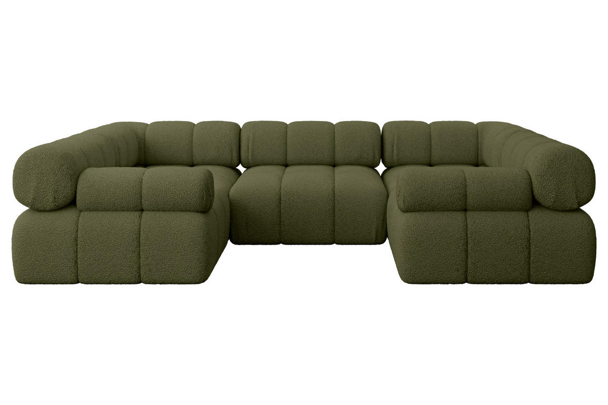 WOHNLANDSCHAFT modulares Sofa Birno-U1 - 285x190x70 cm Grün Bouclé - Grün, Holzwerkstoff/Textil (285/70/190cm) - ALTDECOR