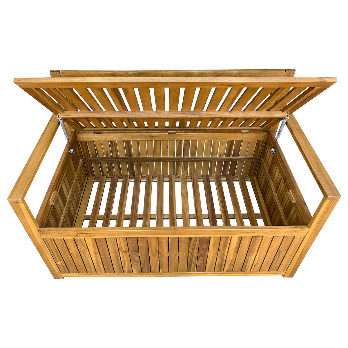 MASSIVE GARTENBANK - Akazie massiv / Polyester - Braun / Grau - Braun/Grau, Holz/Textil (120/79/69cm) - home24