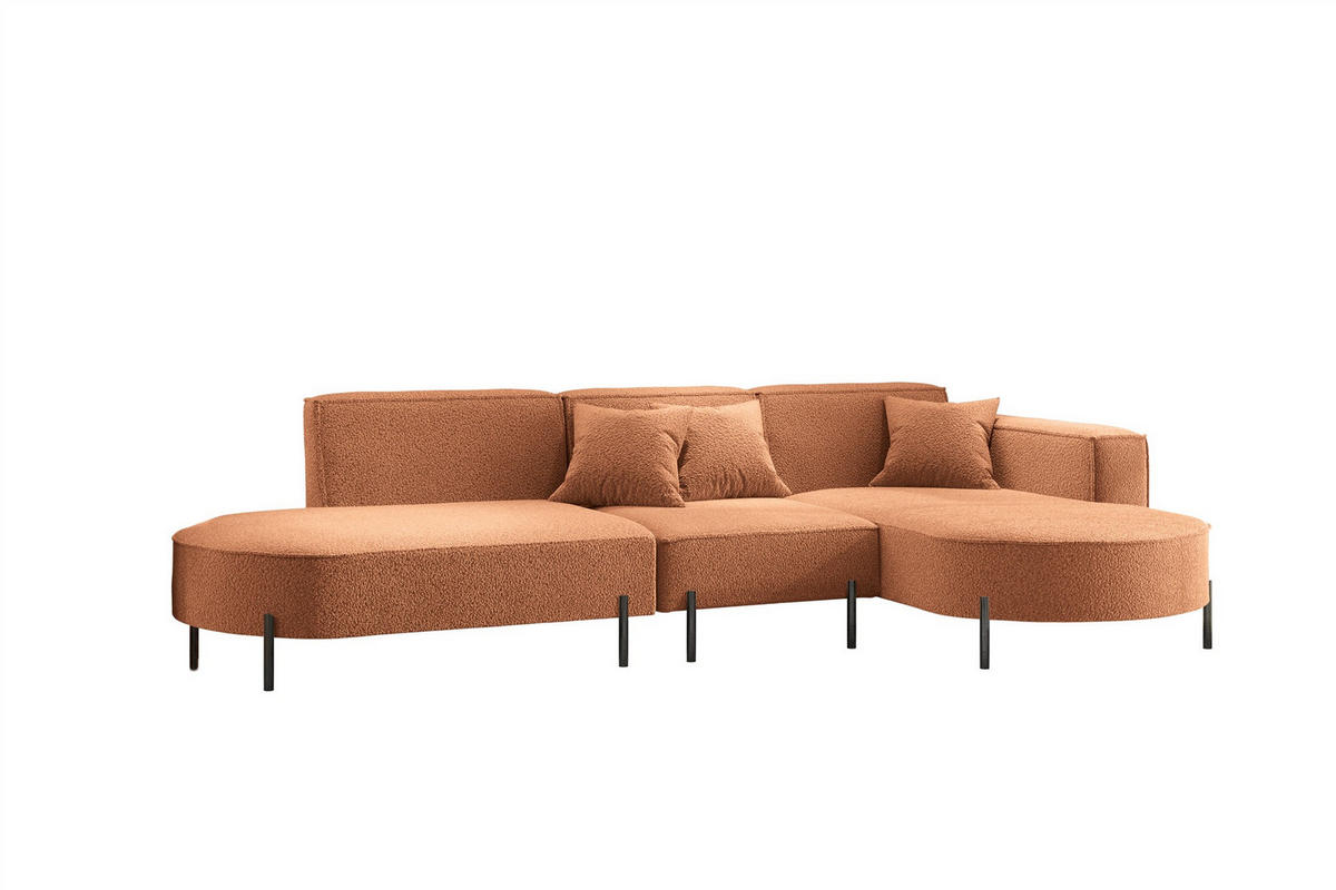 ECKSOFA Valencia - Kupferfarben, Holzwerkstoff/Textil (321/165cm) - Fun Möbel