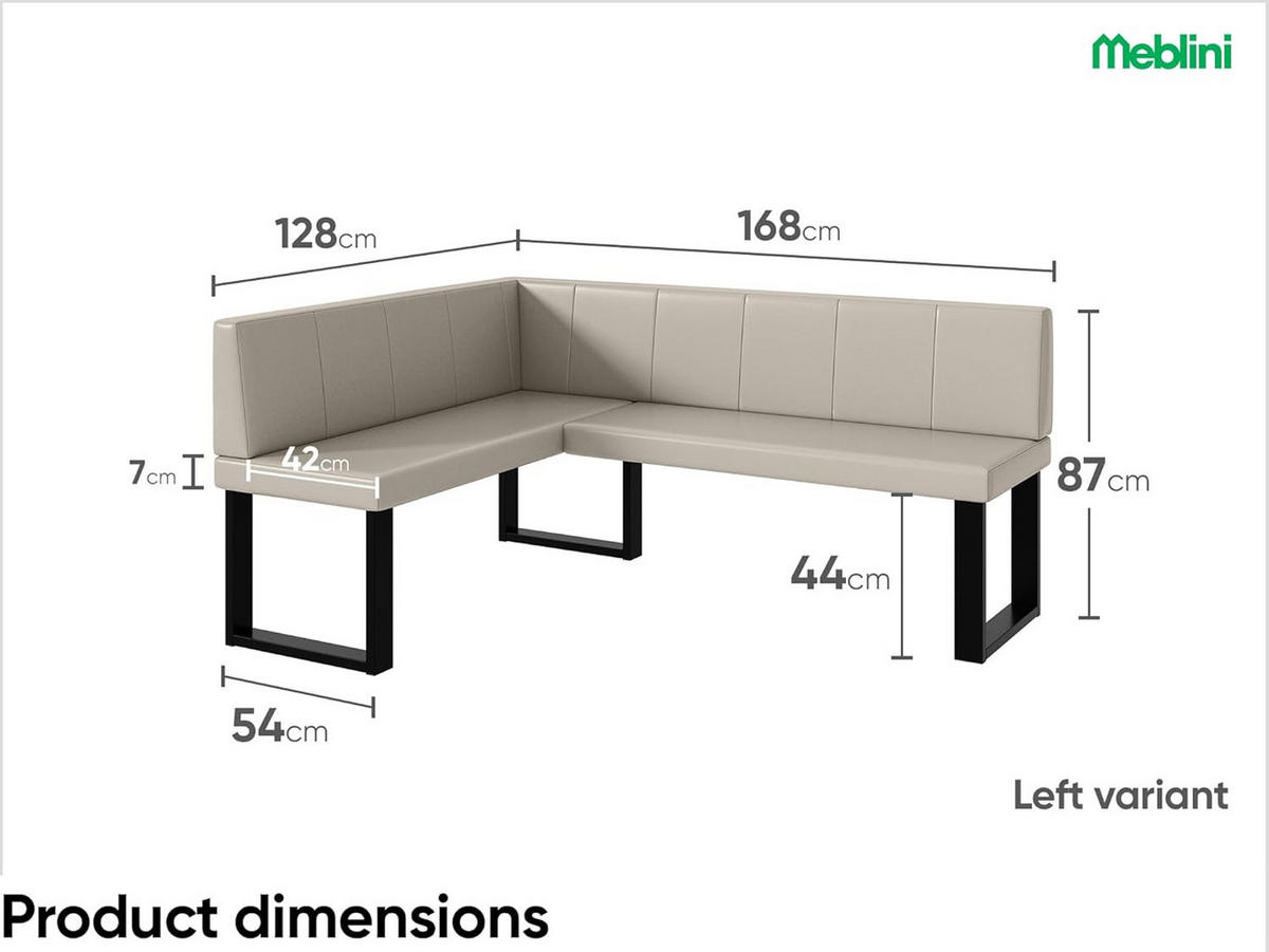 ECKBANK PETER_U - Beige, Leder (128/168cm) - Meblini