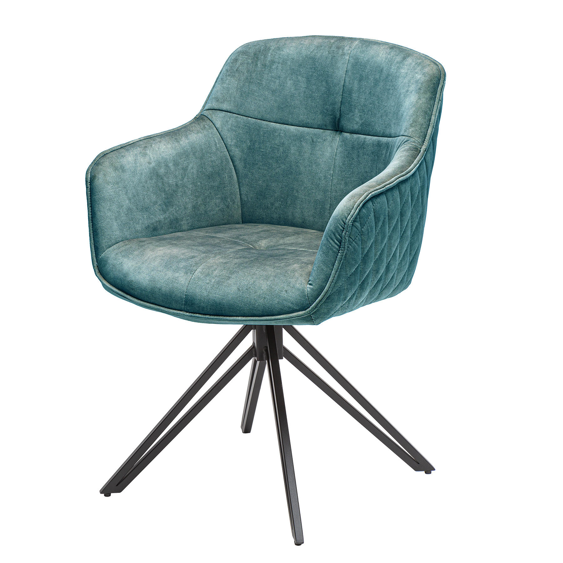 STUHL EUPHORIA Samt Petrol, Schwarz - Blau/Petrol, Textil (58/82/60cm) - riess-ambiente
