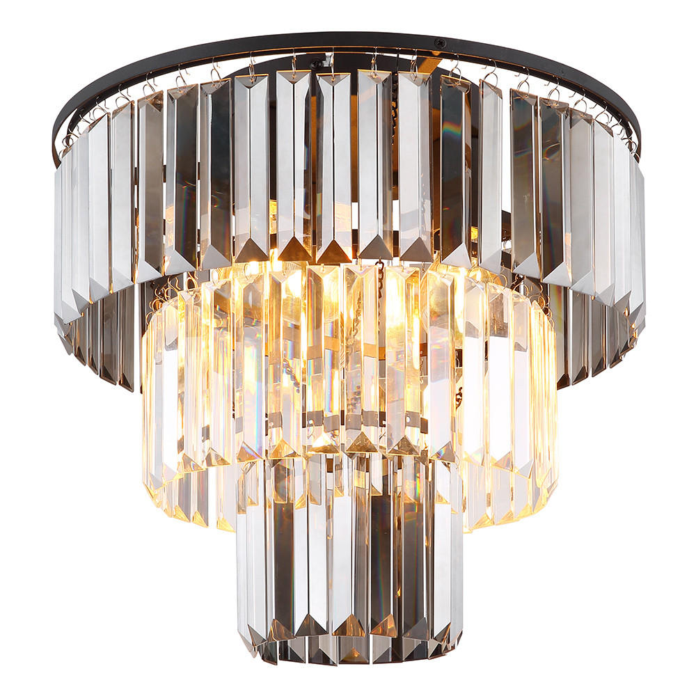 LED DECKENLEUCHTE Kristalle Glas Schwarz - Schwarz, Glas (40/40/33cm) - Globo Lighting