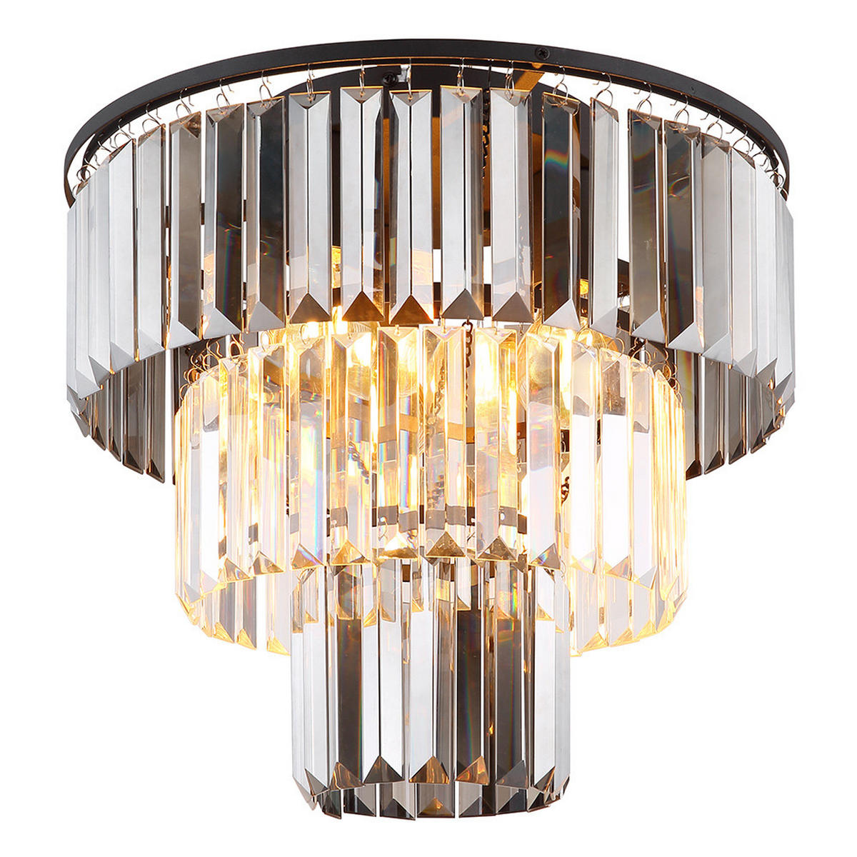 LED DECKENLEUCHTE Kristalle Glas Schwarz - Schwarz, Glas (40/40/33cm) - Globo Lighting