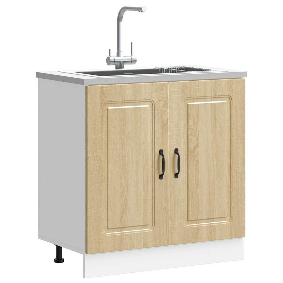 SPÜLENUNTERSCHRANK Kalmar Sonoma-Eiche 80/46/81,5 Cm - Braun, Holzwerkstoff (46/81.5/80cm) - vidaXL
