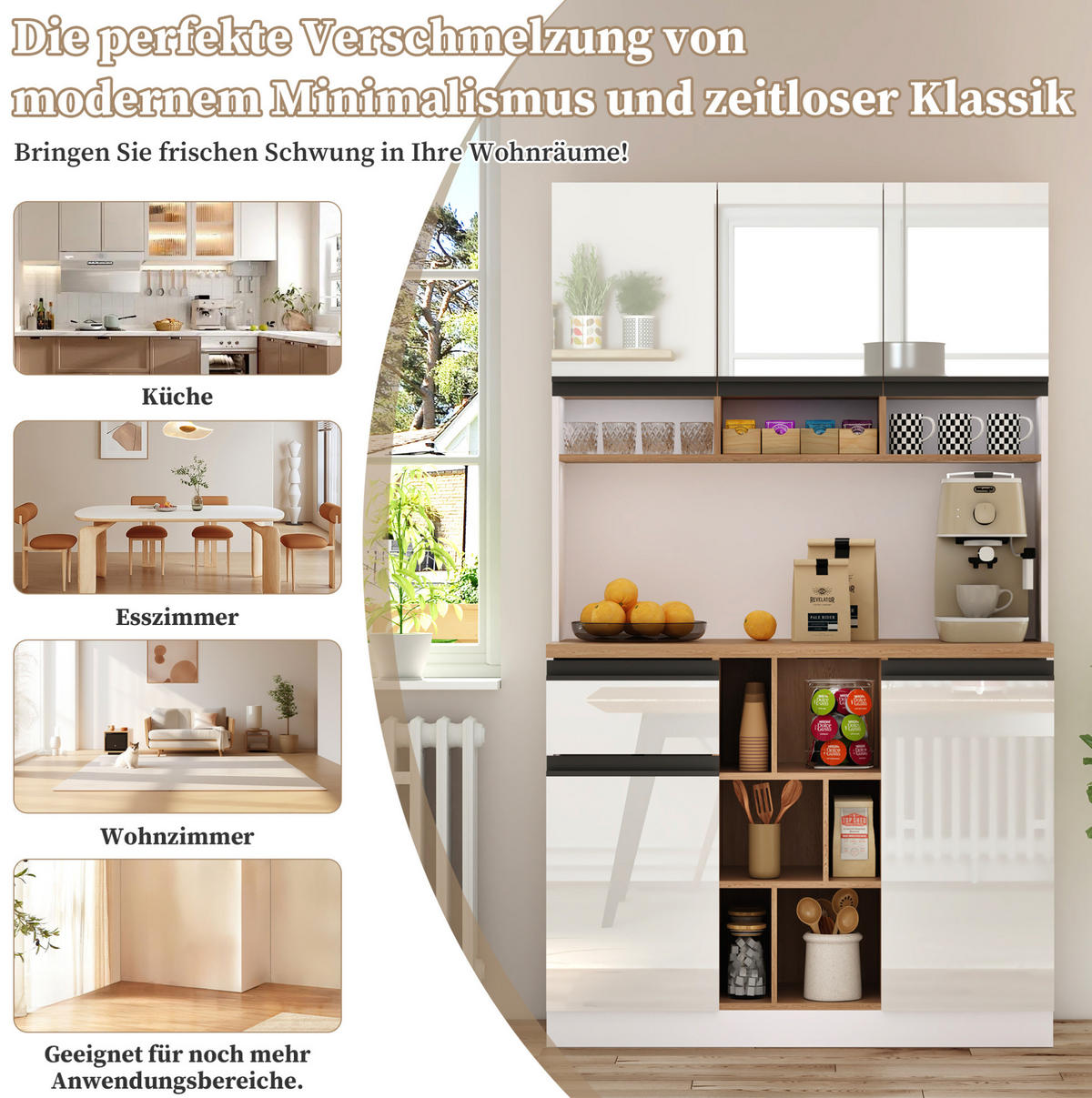 SIDEBOARD mit Hochglanzfronten MDF Weiß - Weiß, Holzwerkstoff (45/185/105cm) - Meubliv