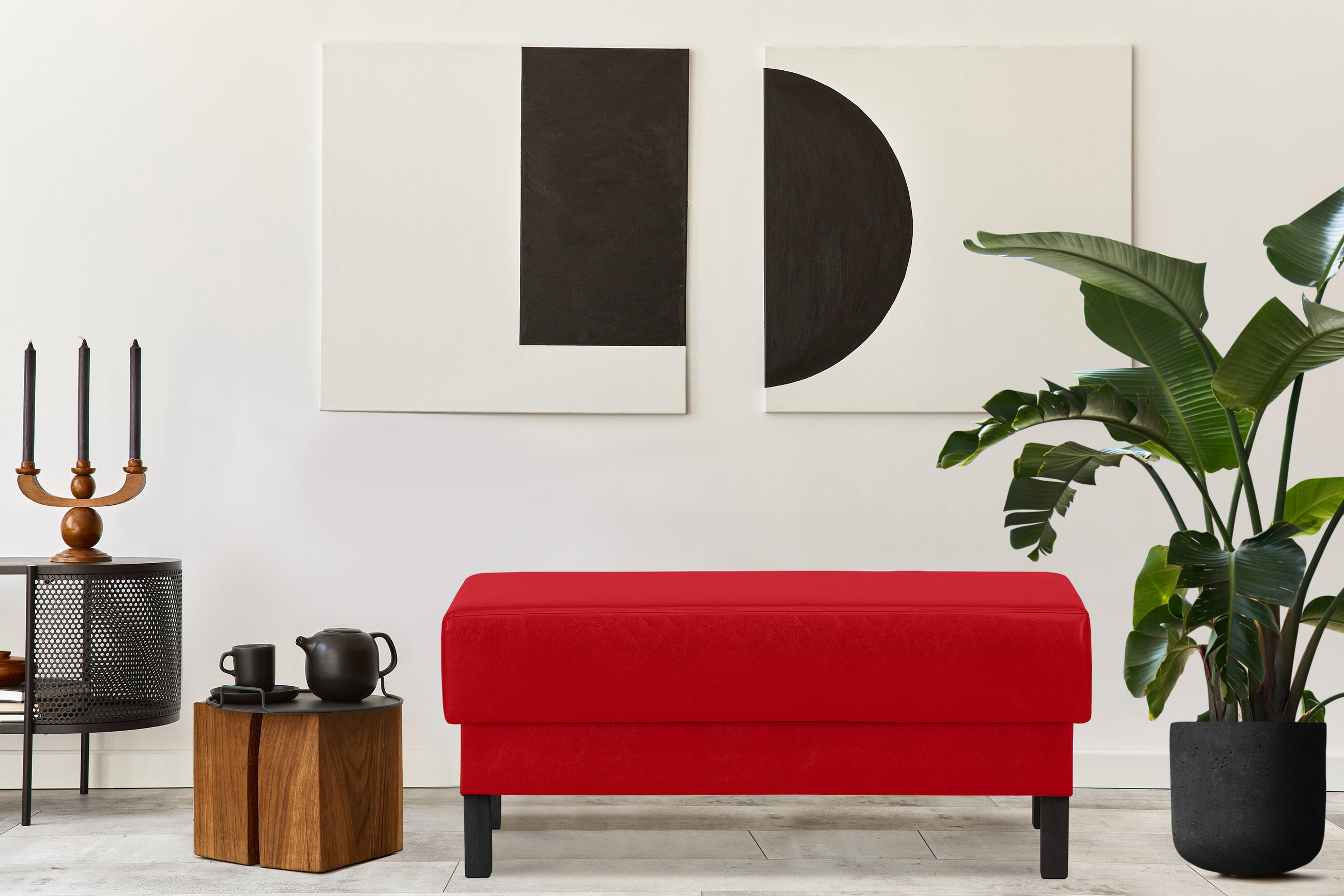 Thumbnail - Konsimo® Sitzhocker, Rot, Textil, 106x47x56 cm, Wohnzimmer, Hocker, Sitzhocker