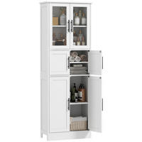 HOCHSCHRANK DE-12536 6 Türen, 2 Glasfronten, verstellbare Böden, Weiß - Weiß, Holzwerkstoff (30/170/60cm) - ComfortXL