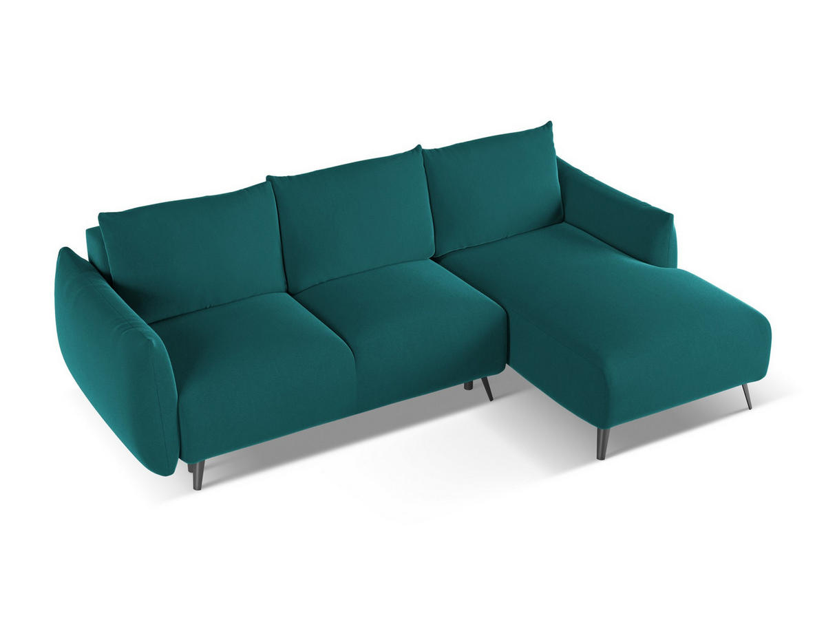3-SITZER SOFA mit Schlaffunktion Chenille Stoff Blau - Blau/Schwarz, Textil/Metall (230/86/105cm) - Makamii