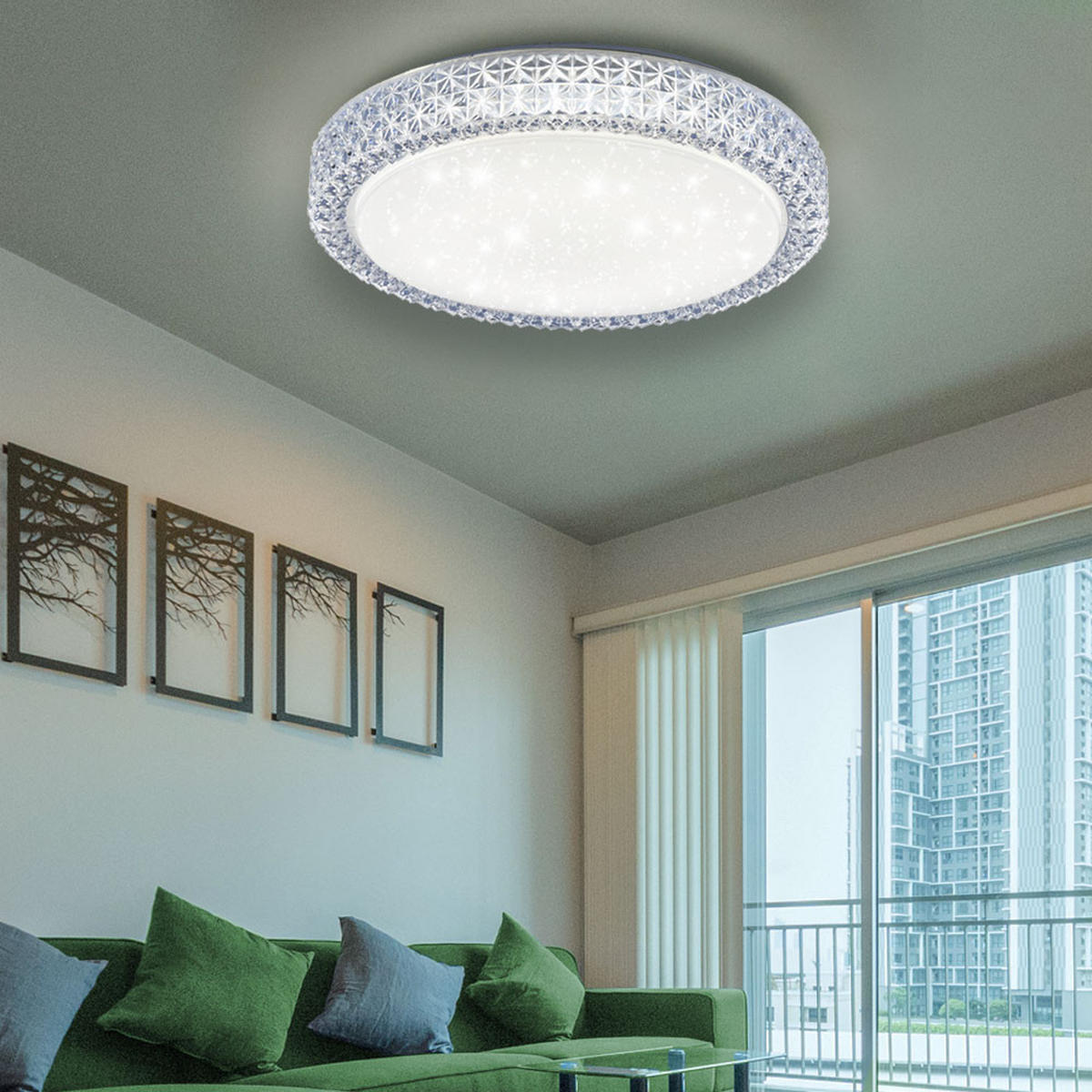 LED DECKENLEUCHTE Kristalle Weiß - Weiß, Metall (40/40/11cm)