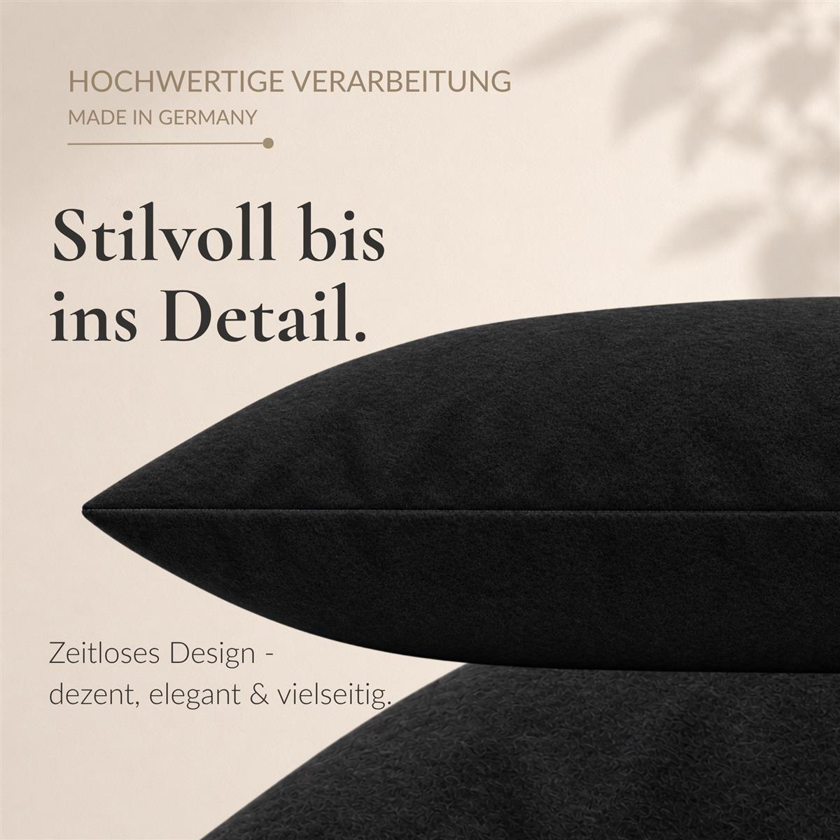 BIBER-KISSENBEZÜGE 40x80 2er Set - Made in Germany! Kuschelig warmer Flanell Kissenbezug aus 100% Baumwolle - Schwarz - Schwarz, Textil (80/40cm) - Carpe Sonno