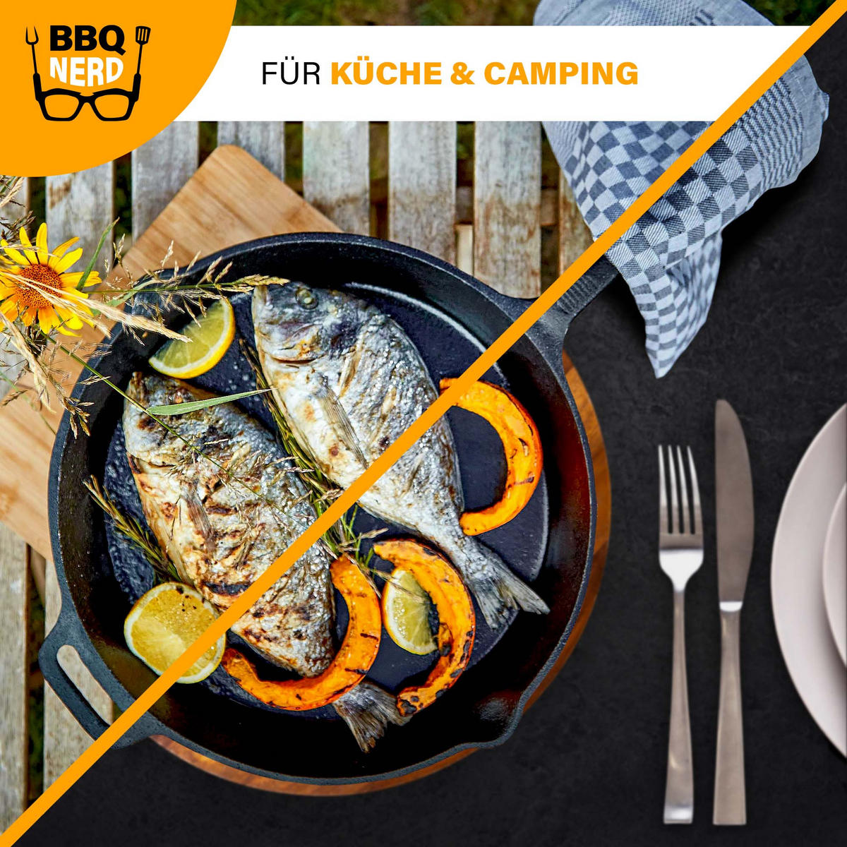GRILLPFANNE Gusseisen Ø30cm 3600g mit Griff - Pfanne Gusspfanne - Schwarz, Metall (31/6/49cm) - BBQ Nerd