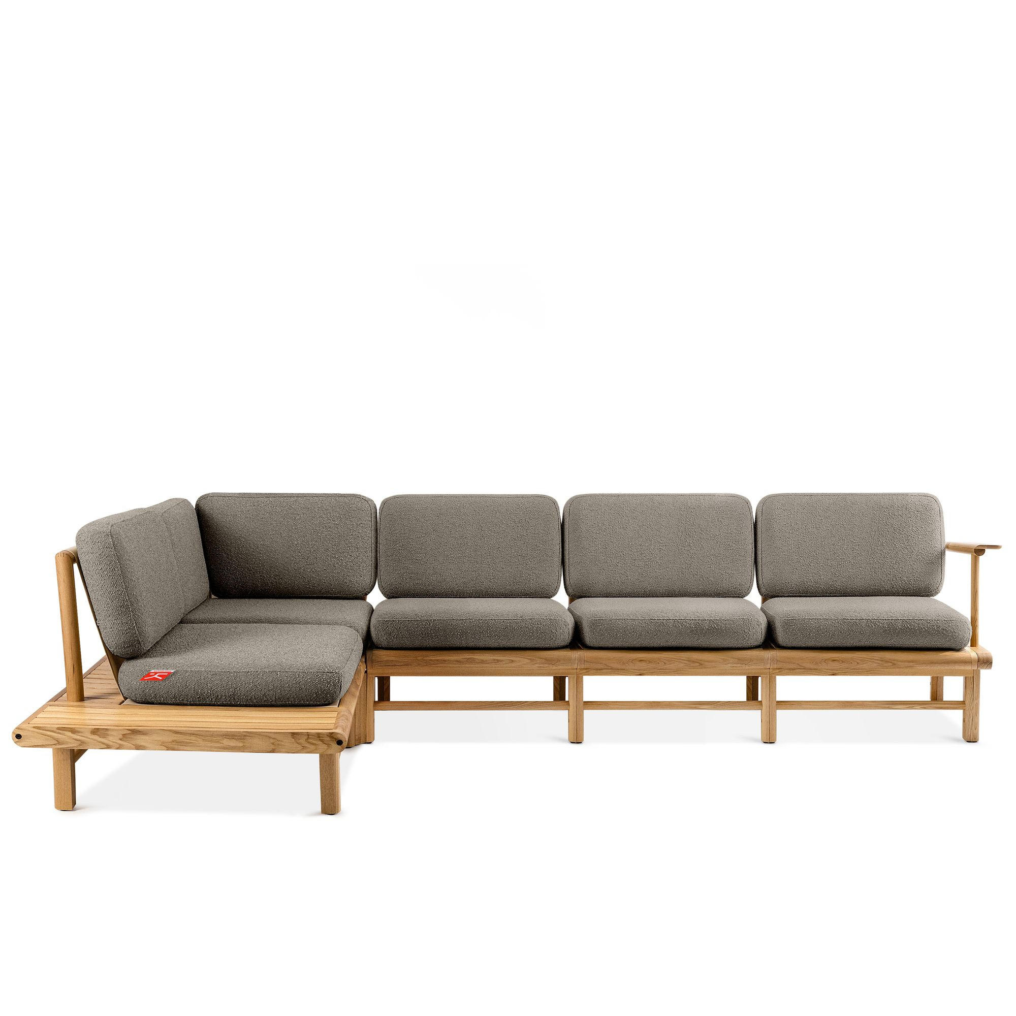 LOUNGESOFA ATREDA links - Grau, Holz/Textil (300/80/175cm) - KONSIMO®