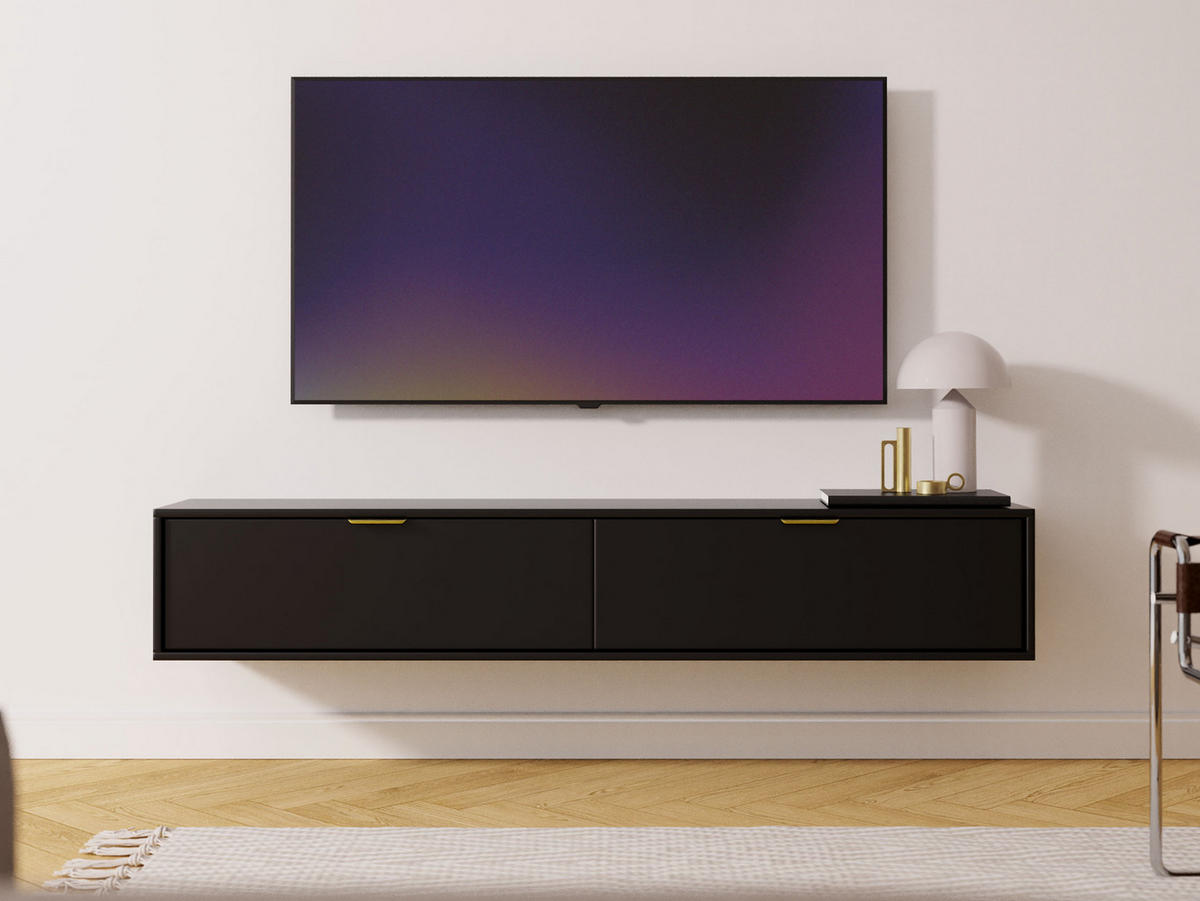 TV-LOWBOARD Senna 175 - Goldfarben/Schwarz, Holzwerkstoff/Metall (175/35/33cm) - MIRJAN24