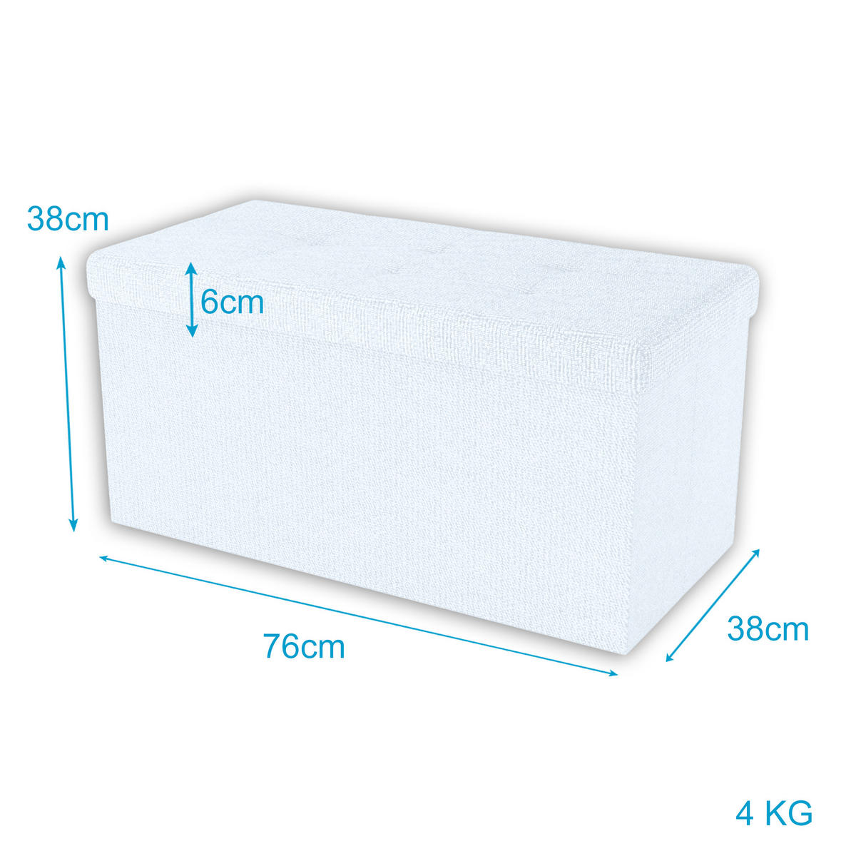 SITZTRUHE Faltbar 76/38/38 cm (Weiß) - Weiß, Textil (38/38/76cm) - Intirilife