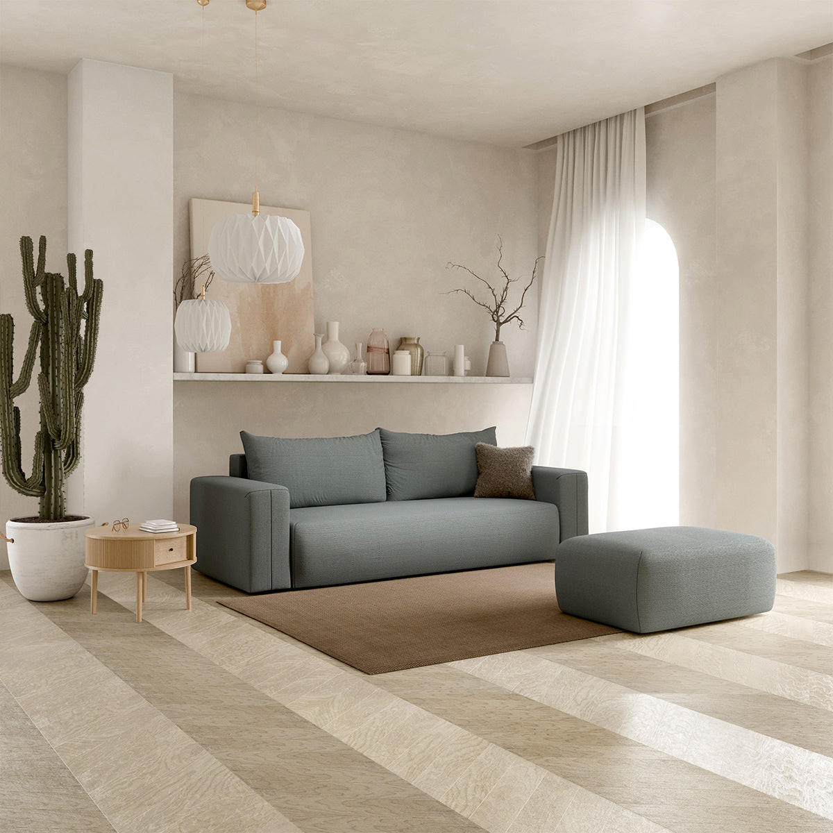 SOFA Bliss 3 Sitzplätze Grau - Grau, Holz (252/72/97cm) - Petits-meubles