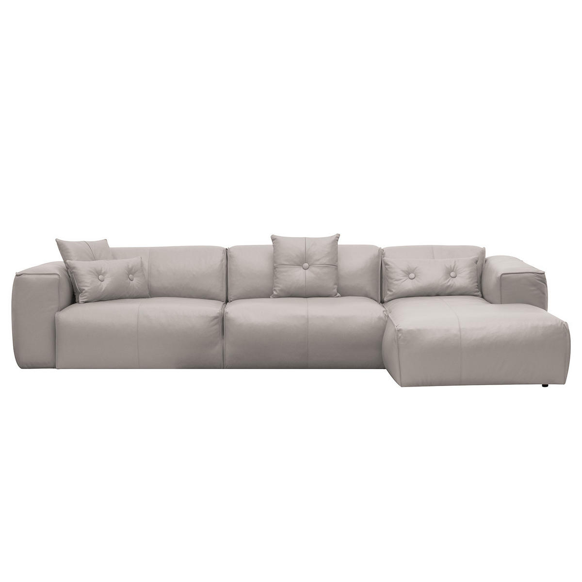 3-SITZER ECKSOFA mit Longchair - Hellgrau/Schwarz, Leder/Kunststoff (317/173cm) - home24