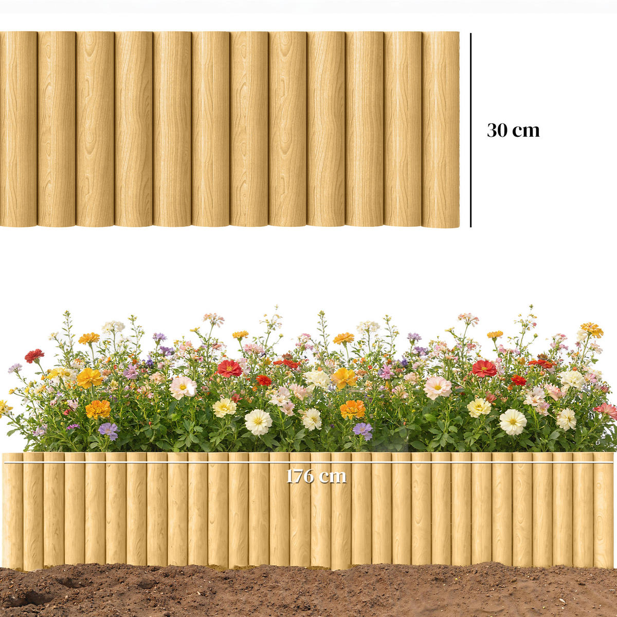GARTENZAUN Naturfarben 176.0/2.7/30.0 cm - Naturfarben, Holz (2.7/30cm)