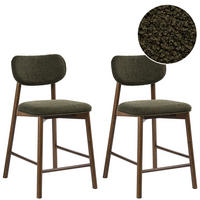 BARSTUHL 2er-Set Bouclé Braun/GrünMills - Braun, Textil (51/96/61cm) - Beliani