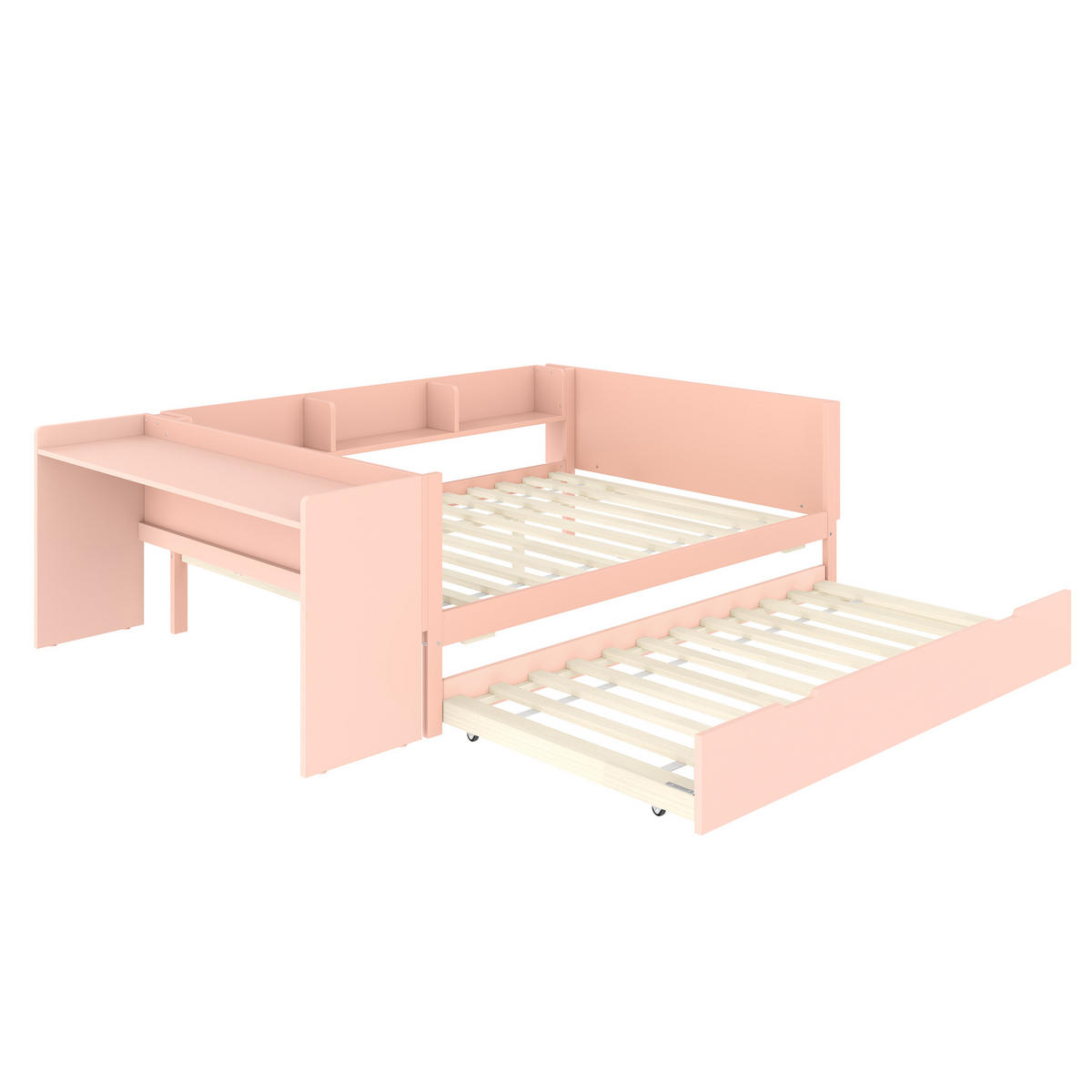 KINDERBETT 140/200 cm mit Schreibtisch und 2 Schubladen in Weiß - Rosa, Holz (140/200cm) - OKWISH