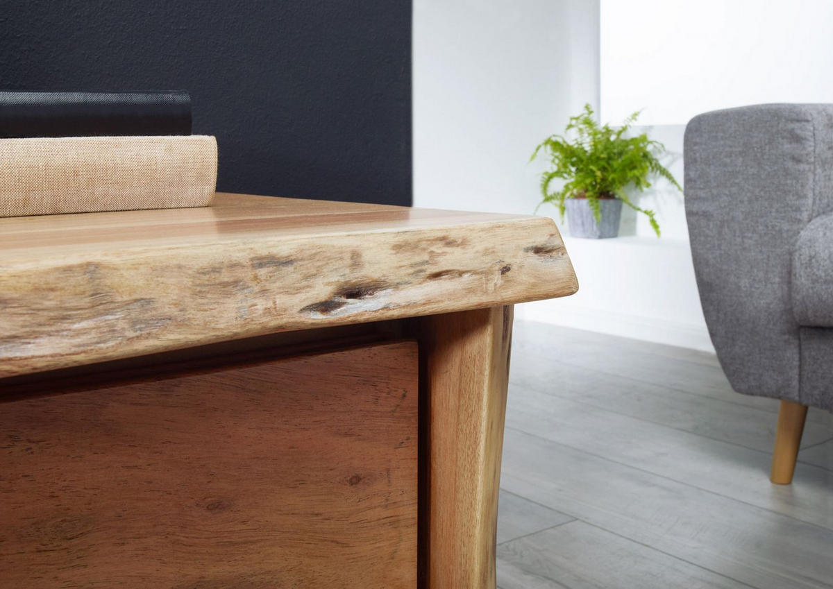 TV-BOARD Akazie 220x45x50 natur lackiert PURE ACACIA #704 - Naturfarben, Holz (220/50/45cm) - Massivmoebel24