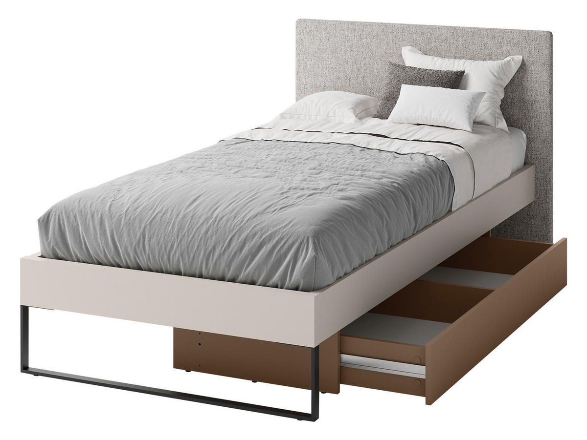JUGENDBETT Sigma 90x200 SG14 - Kaschmir/Trüffeleichefarben, Holzwerkstoff/Metall (90/200cm) - MIRJAN24