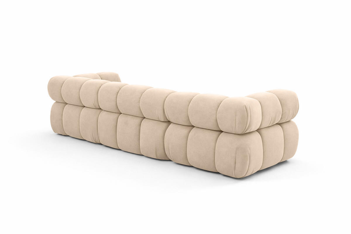 COUCH, 3-Sitzer Modular, Veloursstoff Salvador, Beige, Selia - Beige, Holz (285/70/95cm) - Kaiser Möbel