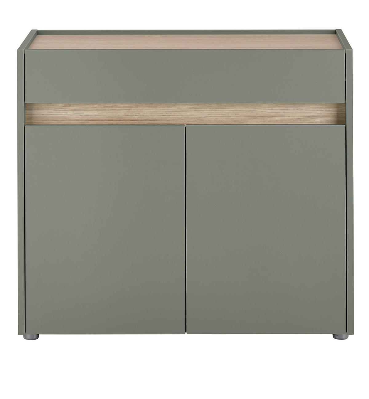 SCHUHSCHRANK Flur Kommode in Salbei Grün mit Eiche, Schubkasten und Fächer, 80 x 70 cm - Salbeigrün/Eichefarben, Holz/Holzwerkstoff (80/70/40cm) - Furn.Design