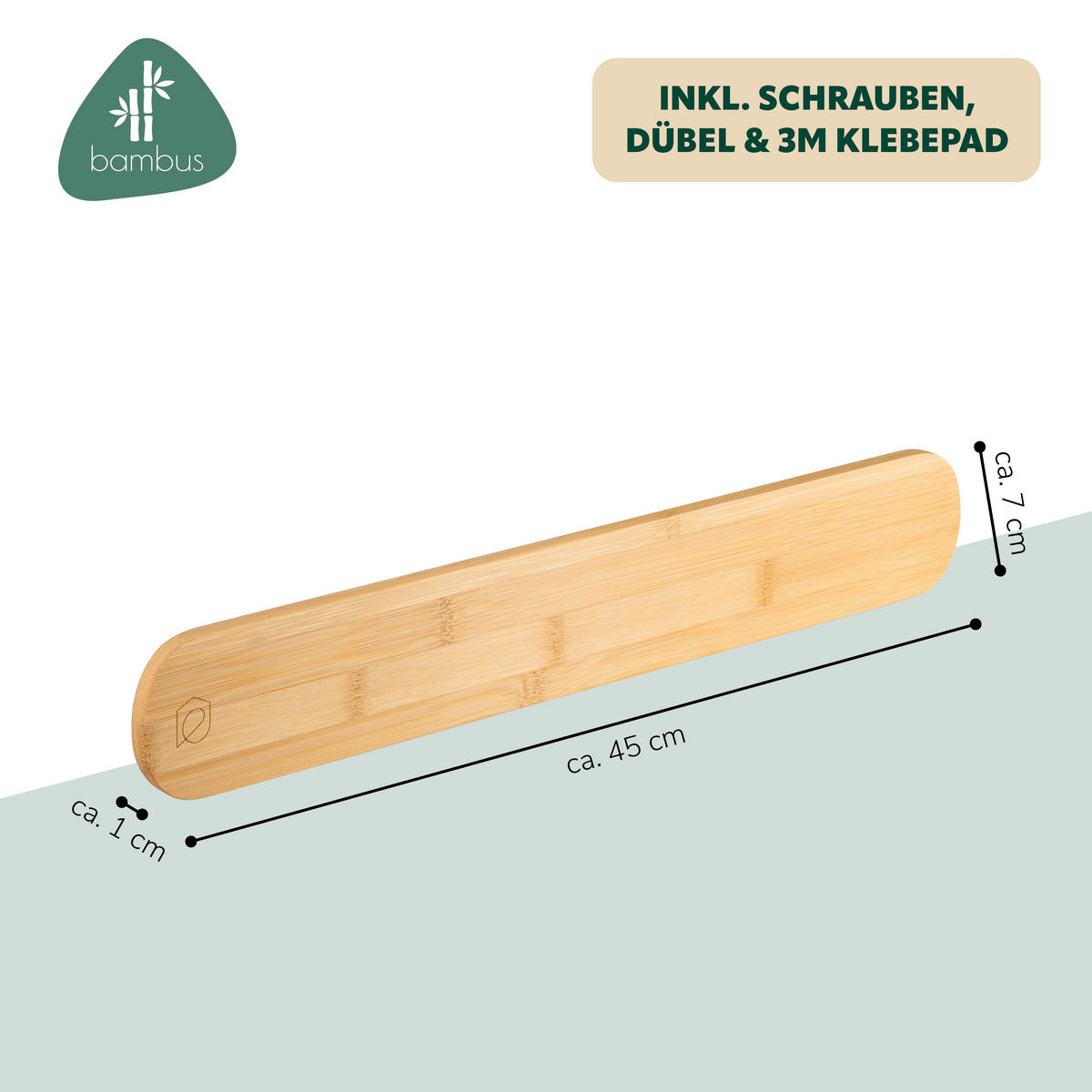 SCHLÜSSELBRETT, Bambus - Braun, Holz (45/7/1cm) - eluno