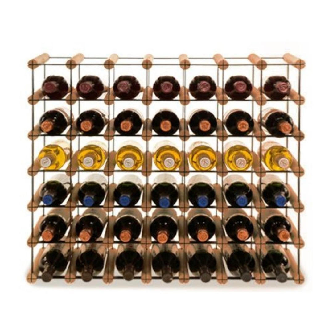 WEINREGAL Vinotega Mod Metal 62,5x72,5x24,5 cm 7x6 Flaschen Massives Kiefernholz Braun Geölt - Braun, Holz (72.5/62.5/24.5cm) - PROREGAL