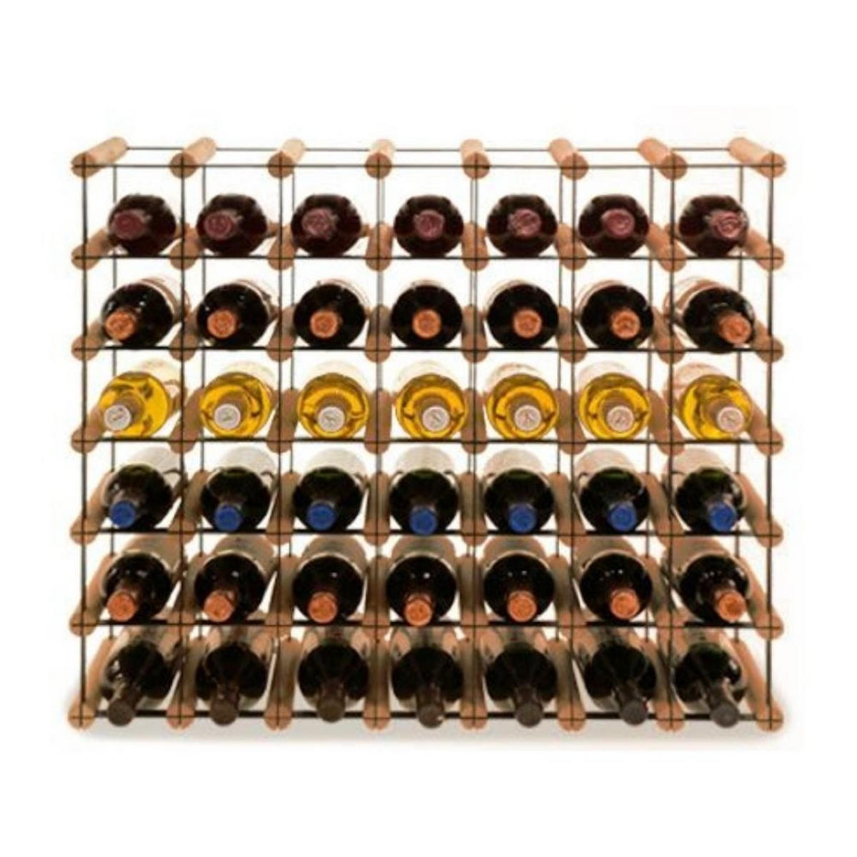 WEINREGAL Vinotega Mod Metal 62,5x72,5x24,5 cm 7x6 Flaschen Massives Kiefernholz Braun Geölt - Braun, Holz (72.5/62.5/24.5cm) - PROREGAL
