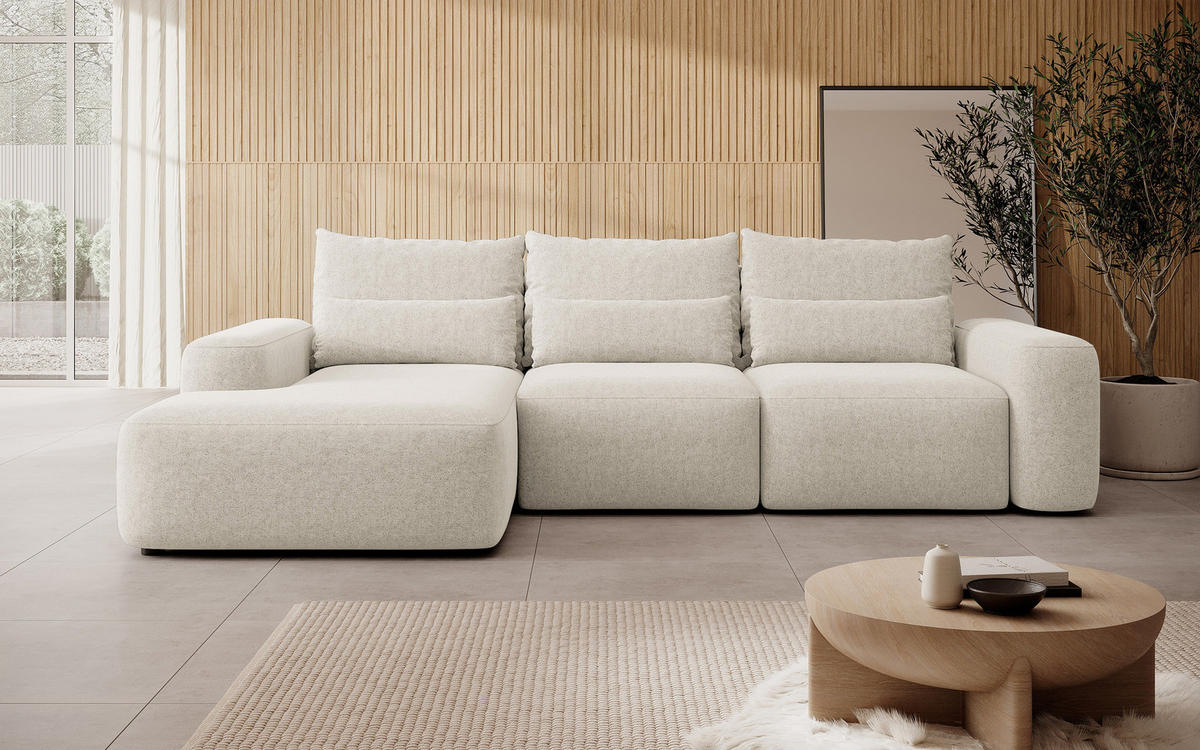 ECKSOFA Carnos Chenille-Bezug in Creme - Creme, Textil (264/162cm) - Selsey