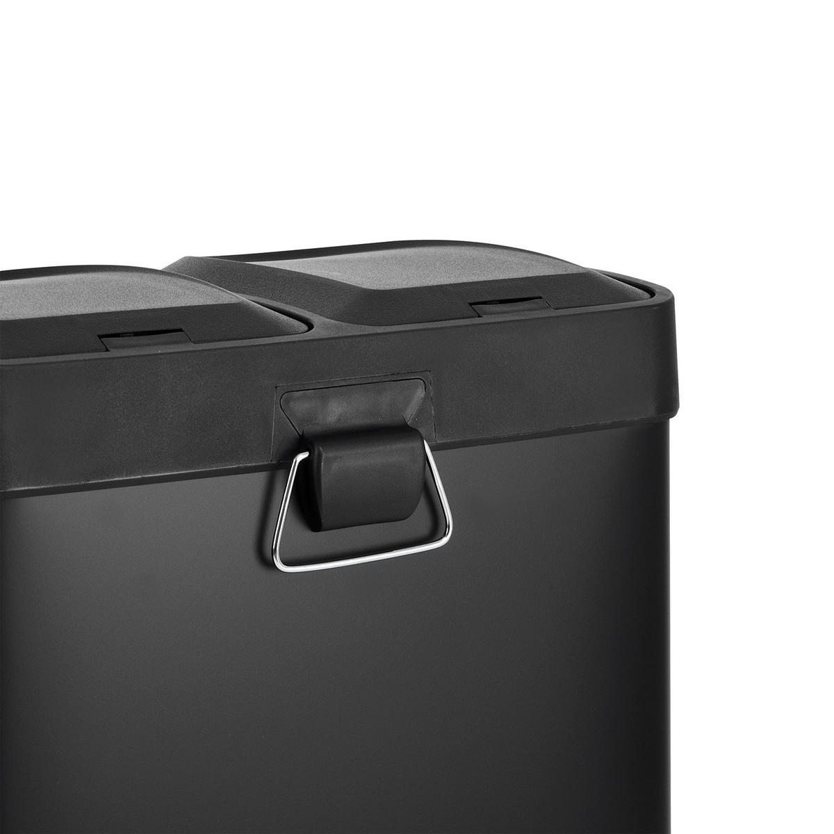 MÜLLEIMER TC2X15 30L 2x15 Treteimer Papierkorb Mülltrennung - Schwarz, Metall (41/44/30cm) - SVITA