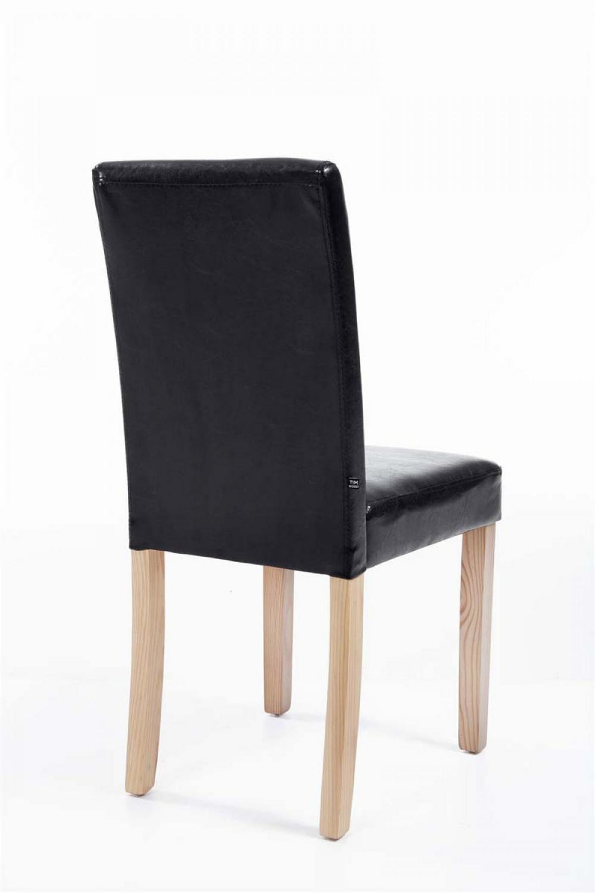 STUHL Lederlook schwarz - Eukalyptusholzfarben/Schwarz, Holz/Textil (41/91/47cm) - CLP