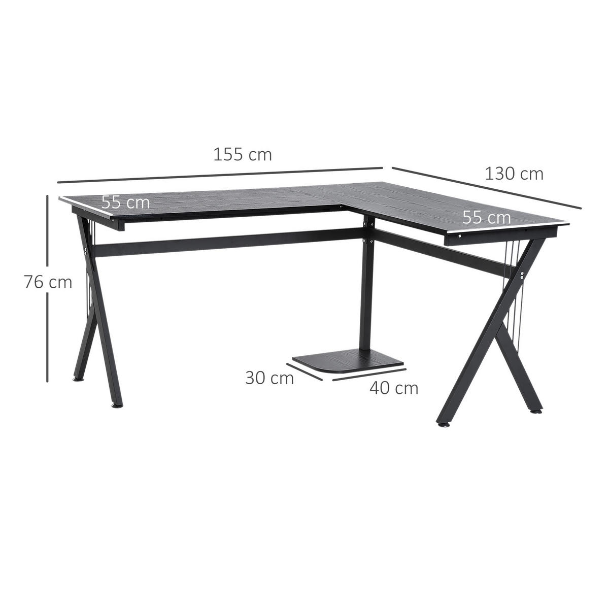 ECKSCHREIBTISCH Schwarz 1 Stück - Schwarz, Holzwerkstoff (155/130/76cm) - GiPP