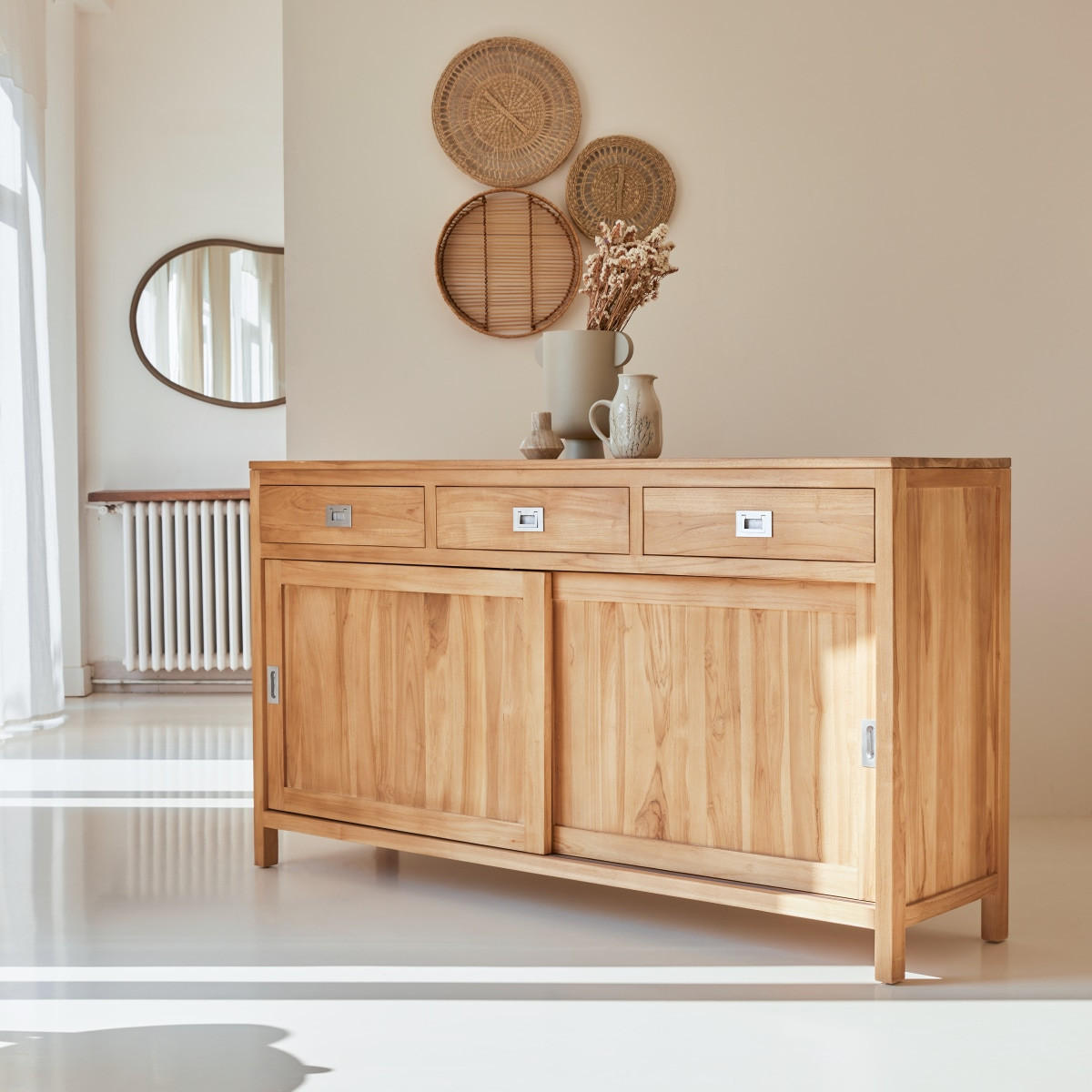 SIDEBOARD Coffee Tek Natur aus Teak - Naturfarben, Holz (180/100/48cm) - Tikamoon