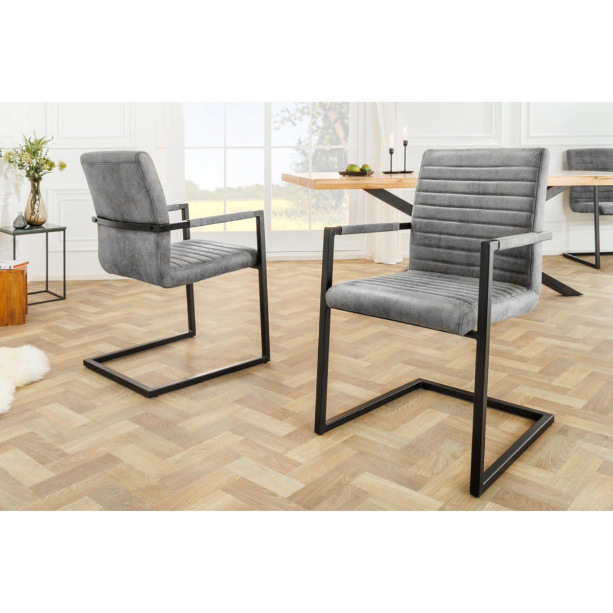 STUHL LOFT Microfaser Grau - Grau, Textil (54/91/55cm) - riess-ambiente