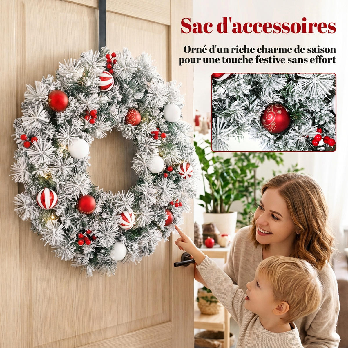 BELEUCHTETER Weihnachtskranz Grün 60.0/60.0/12.0 cm - Grün, Kunststoff (60cm)