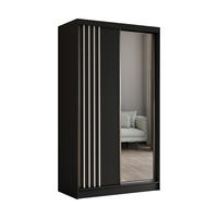 ŠATNÍ SKŘÍŇ S POSUVNÝMI DVEŘMI NELVIA, 120/216/61 cm 2dveřová se zrcadlem, černá - černá, kompozitní dřevo (120/216/61cm) - MASSENO