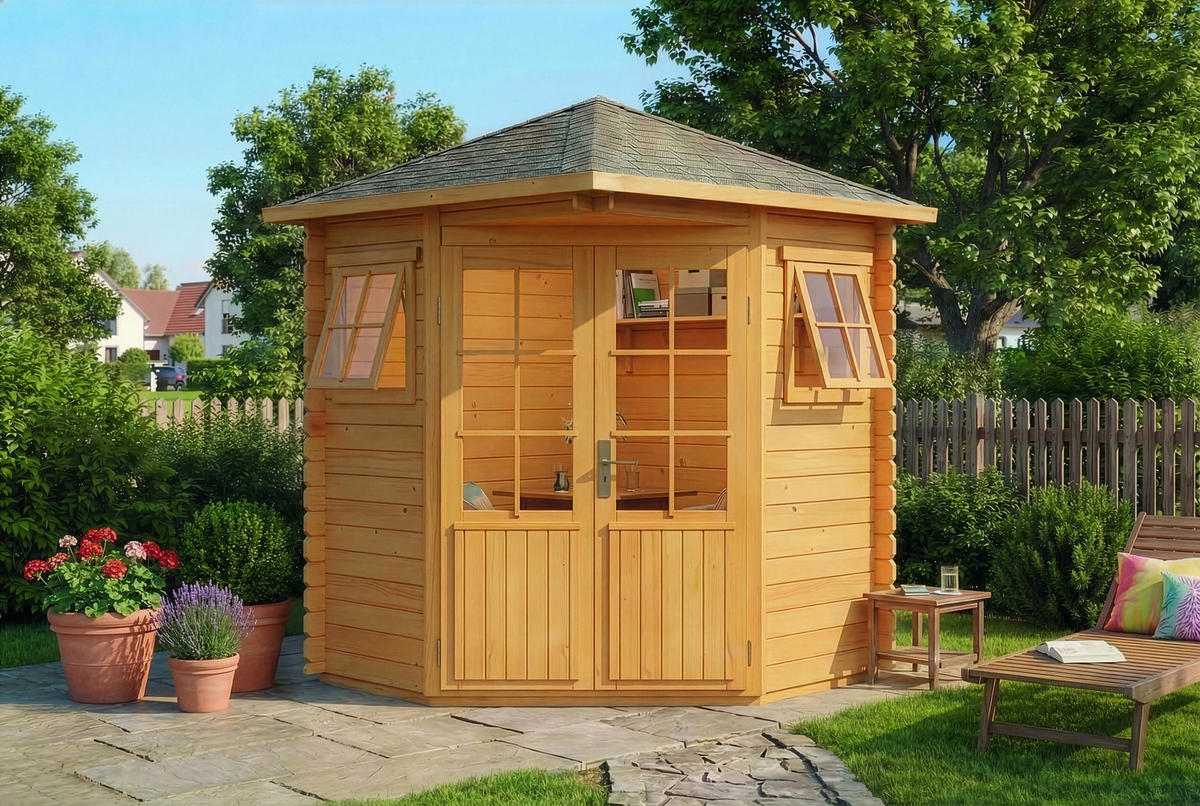 GARTENHAUS Holz Komplettset - Sunny Compact - Pinienfarben, Holz (220/248/220cm) - Alpholz