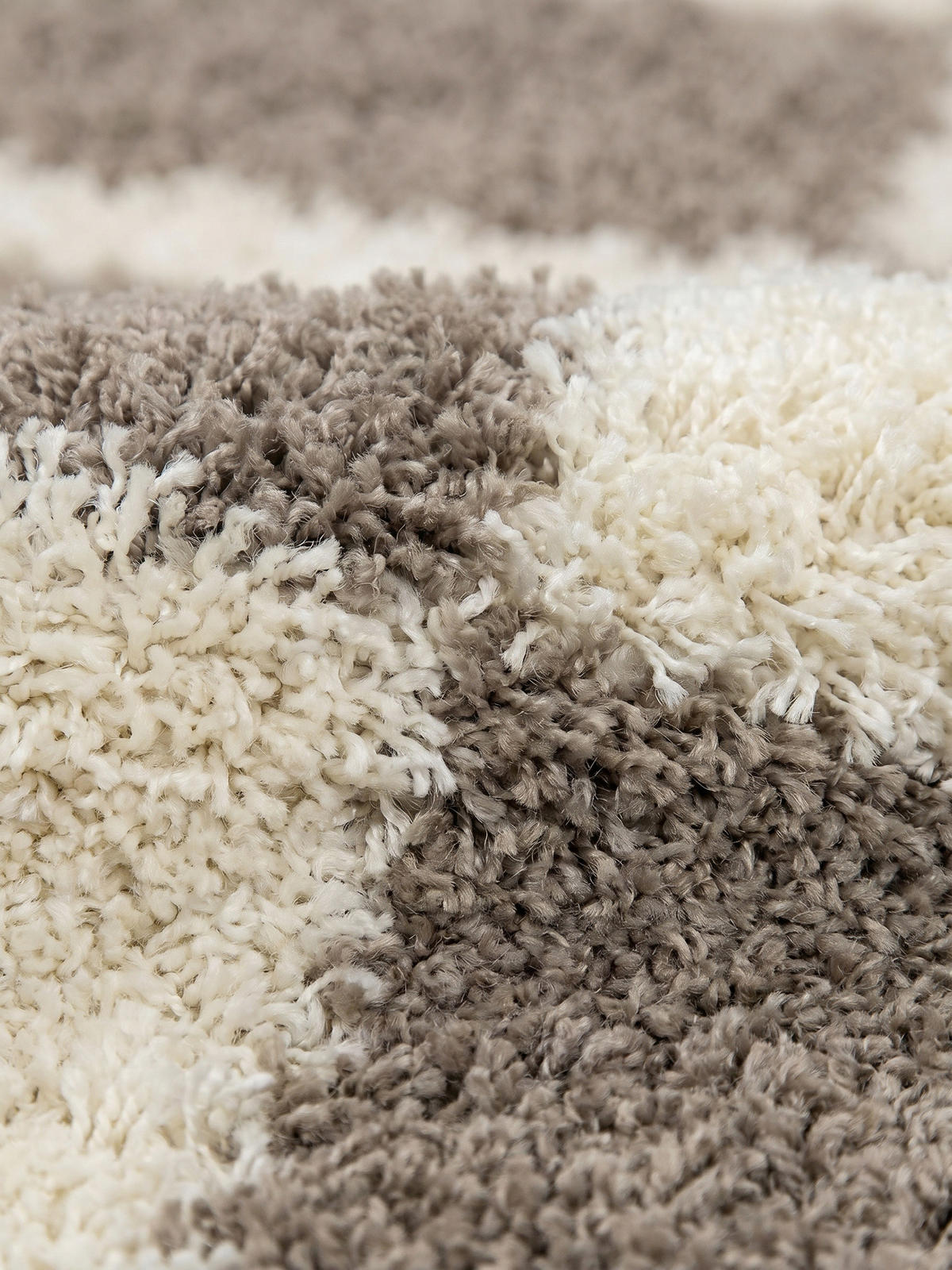 TEPPICH Waschbar Shaggy Kariert Kuschelig Schlafzimmer Rund Beige 120x120 cm – WATZMANN - Beige, Textil (120/120cm) - KADIMA DESIGN