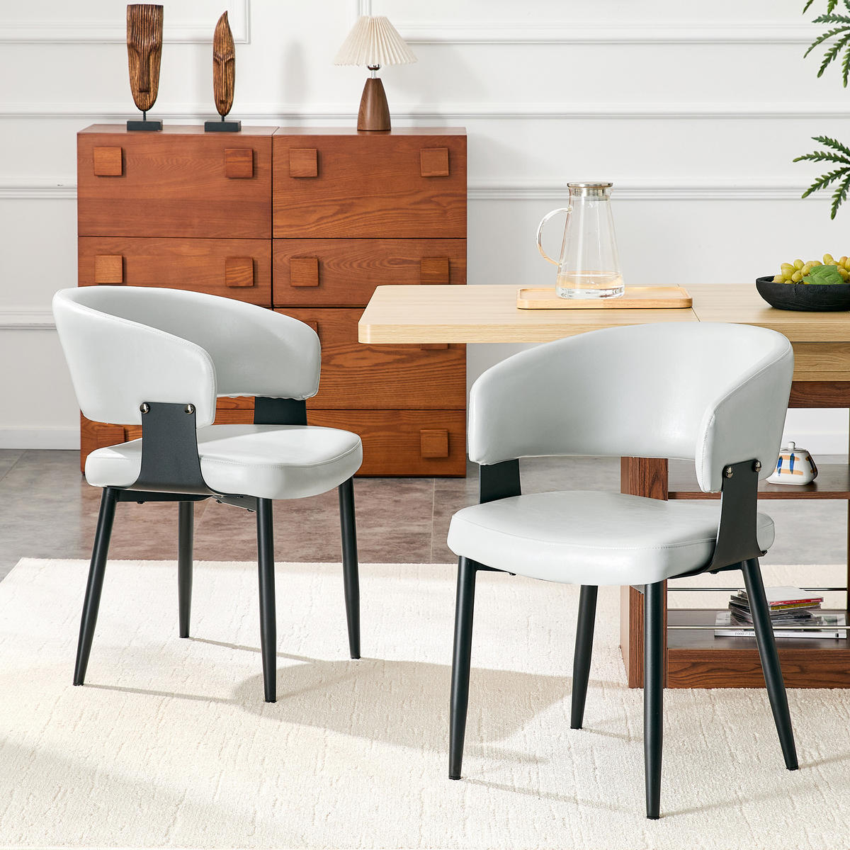 ARMLEHNSTUHL-SET DE-36713 2 Stück im Mid-Century-Modern-Stil Grau - Grau, Metall (48/77.3/46.5cm) - ComfortXL
